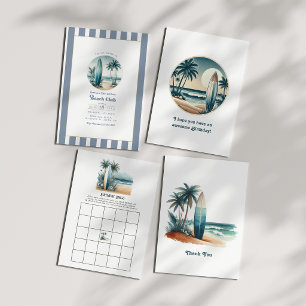 Invitation Retro Coastal Beach Club Fête d'anniversaire