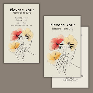 Minimal Art Line Face Flowers Beauty Logo  Name Tag