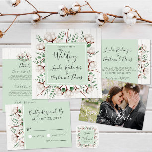 Save The Date Rustic Southern Cotton Wedding Photo Invitation