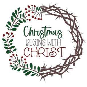 CHRISTMAS BEGINS WITH CHRIST CERAMIC ORNAMENT