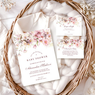 Blush Wildflower Garden Baby Shower Invitation