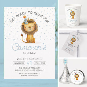 Celebrate with a Roar! Boy's Lion Birthday Invitation