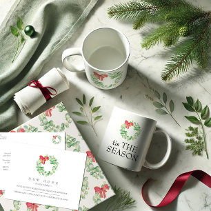 Christmas Wrapping Paper Festive Wreath Pattern