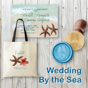 Invitation Tropical Ocean Beach Mariage Petit déjeuner Invita