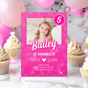 Pink Doll Fashion Party Birthday Invitation