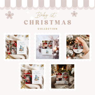 4 Photo First Christmas Birth Announcement 