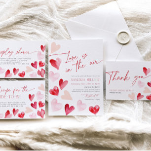 Love is in the Air Valentine Hearts Bridal Shower Invitation