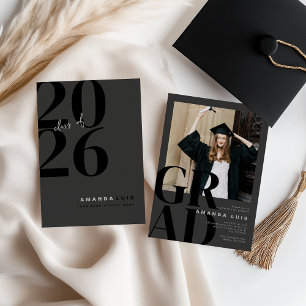 Chic Modern Photo Charcoal College Fund Graduation Enclosure Card