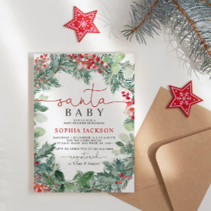 Christmas Baby Shower Book for Baby Enclosure Card