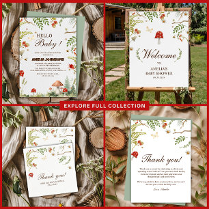 Woodland mushrooms gender neutral baby shower napkin