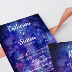 Invitation Watercolor Galaxy Starry Night Hand Lettering