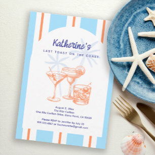 Summer Cocktails Coastal Blue Bachelorette Party Square Sticker