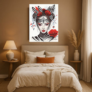 Hand Painted "Zebra Woman" - Award-Winning Pop Art Photo Print