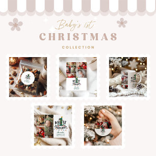 Photo Christmas Tree Lights First Christmas Holiday Card