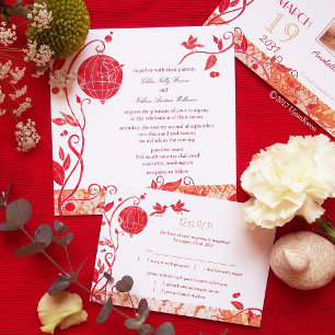 Love Birds Monogrammed Wedding Invitation