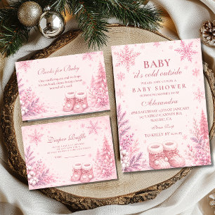 Carte D'accompagnement Tirage au sort de couche Pink Little Snowflake