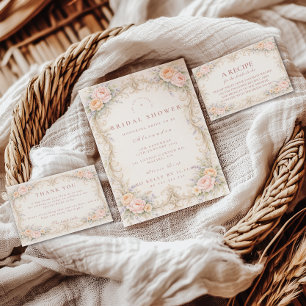 Blush Rose Ornate Baroque Bridal Shower Invitation