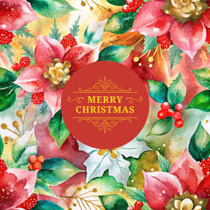 Rustic Christmas Gift Wrapping Paper with Holly an