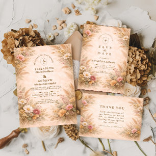 Soft Autumn Floral Wedding Invitation