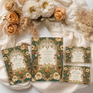 Flora Vintage Art Nouveau Wedding  RSVP Card