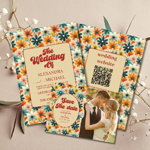 Photo Groovy Retro 70s Floral Wedding Save The Date