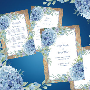 Romantic Blue Hydrangea Monogram save the date  Invitation