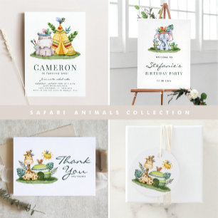 Boho Watercolor Tribal Elephant First Birthday Invitation