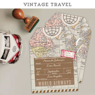 Rustic vintage travel Wedding Information Card