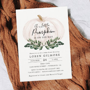Fall Greenery Pumpkin Twin Baby Shower Invitation