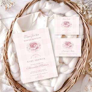Pink Tea With The Mom To Be Books for Baby  Enclosure Card