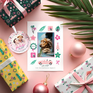 No Peeking Tropical Christmas Teal Convertible Classic Round Sticker