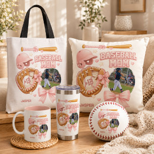 Baseball Mom Photo Pink Coquette Sports Tote Bag
