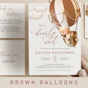 Bear Balloons Baby Shower All In One Invitation