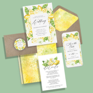 Citrus Lemon Tree Elegant Save The Date Invitation