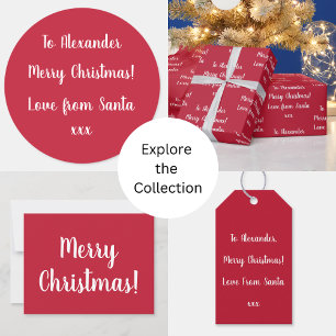 Red Merry Christmas Love From Santa Personalized Holiday Card