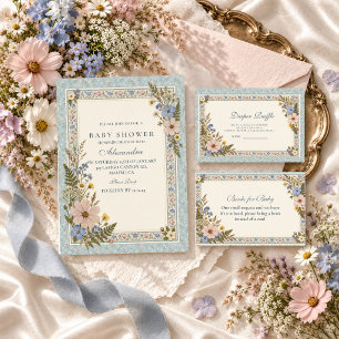 Pressed Flower Baby Shower Invitation