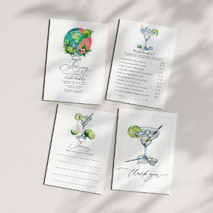 Coral, Turquoise and Lime Margs & Matrimony Bridal Invitation