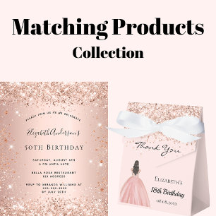 Birthday party rose gold glitter dust monogram playing cards