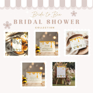 Honey drip floral bee bridal shower recipe enclosure card