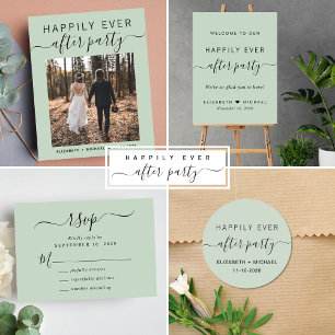 Happily Ever After Party Wedding Reception Sage Classic Round Sticker