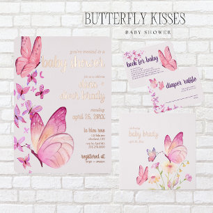 Butterfly Kisses & Baby Wishes   Pink Popcorn Favor Box
