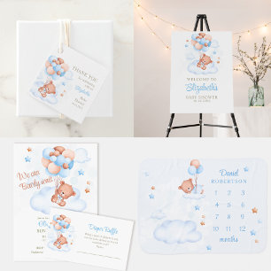 Teddy Bear in the Sky Baby Shower Address Label