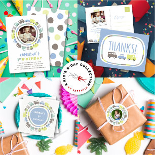 Boys Toys Fun Transport Photo 2nd Birthday Party Invitation