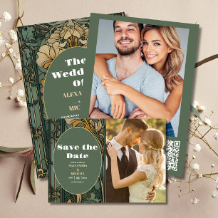 Photo Vintage Floral Art Nouveau Wedding Save The Date