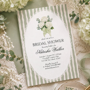 Sage Green Vintage Floral Bow Simple Bridal Shower Wine Label