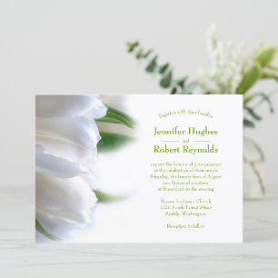 Classic and Romantic Budget White Floral Wedding Invitation