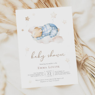 We can Bearly Wait Teddy Bear On Cloud Baby Shower Paper Plate