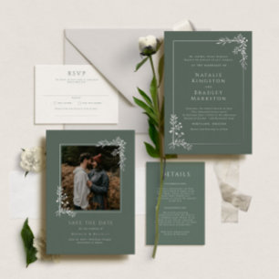 Hamilton Silver Greenery Wedding Save the Date