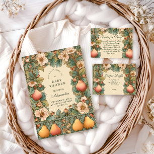 Vintage Pear Garden Botanical Baby Shower Invitation
