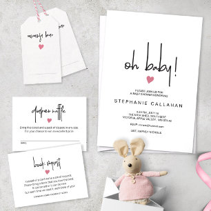 Minimalist Baby Girl shower book request bookplate Card